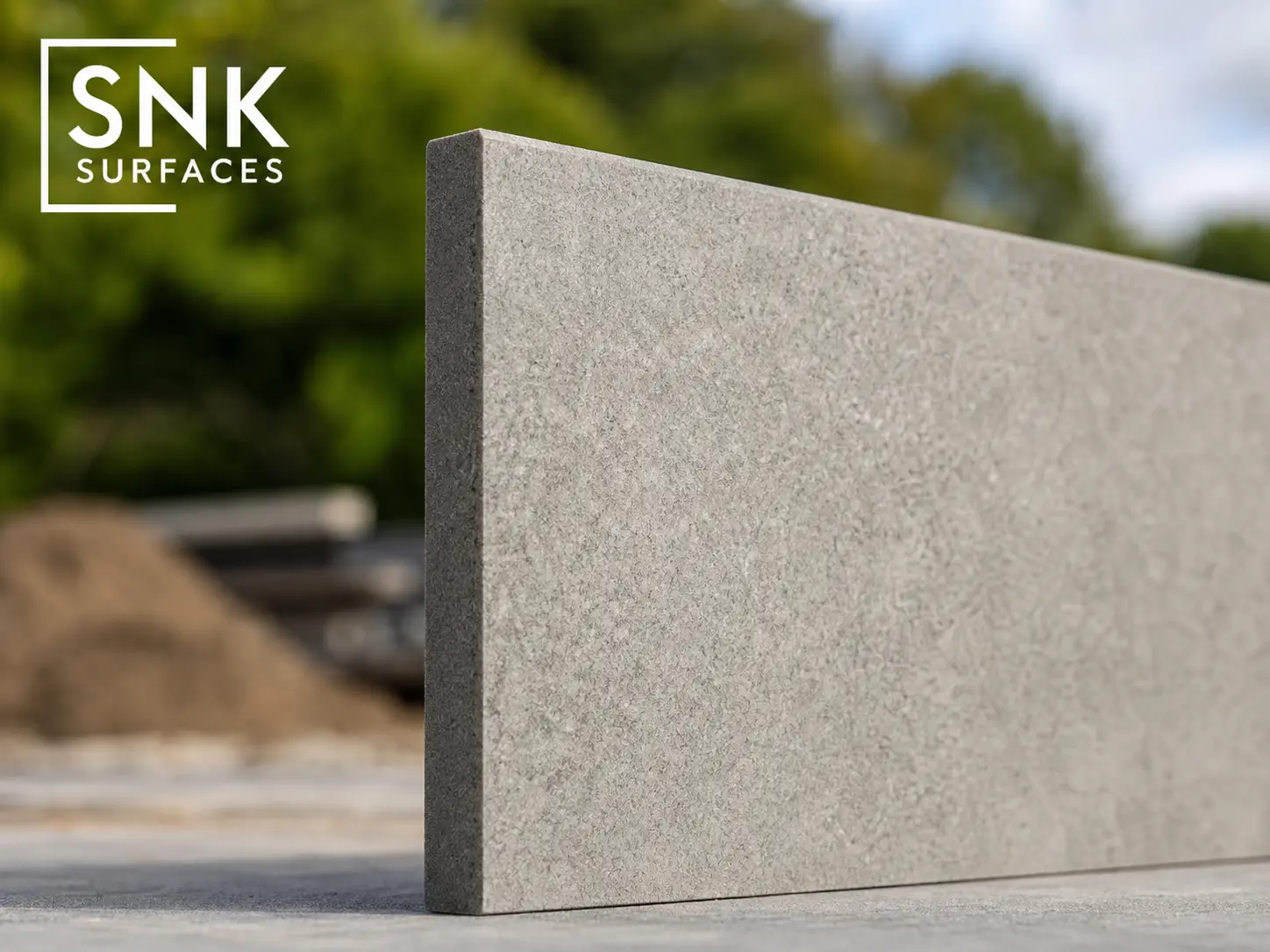 Close-up showing the 20mm thickness profile and R11 anti-slip texture of County LGY porcelain paving
