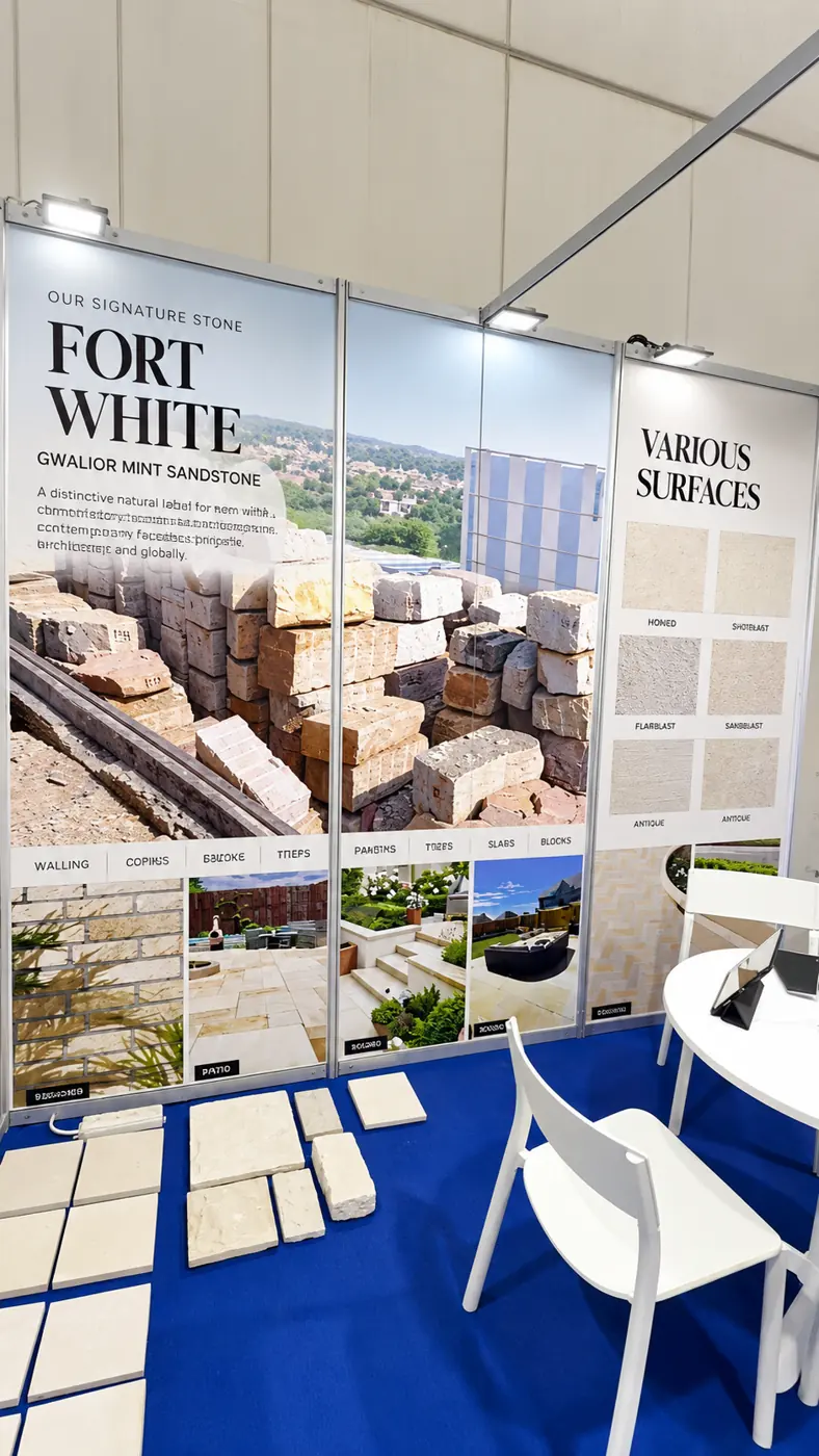 Booth panels for Fort White sandstone and Various Surfaces