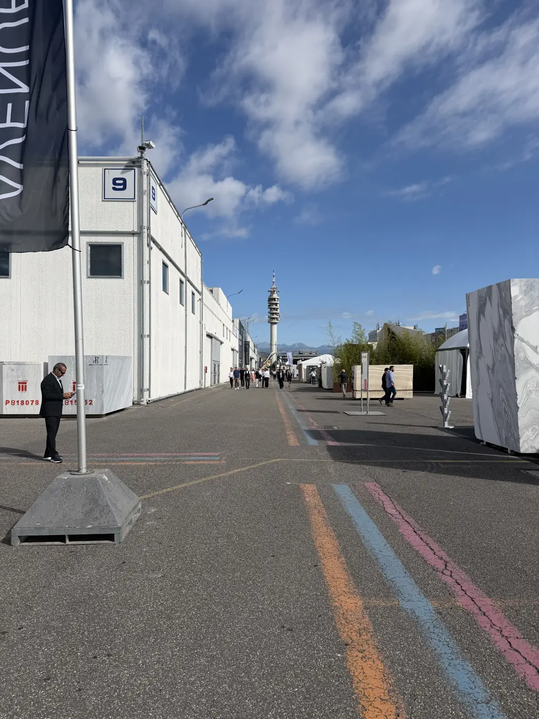 Avenue between the exhibition halls at Veronafiere during Marmomac