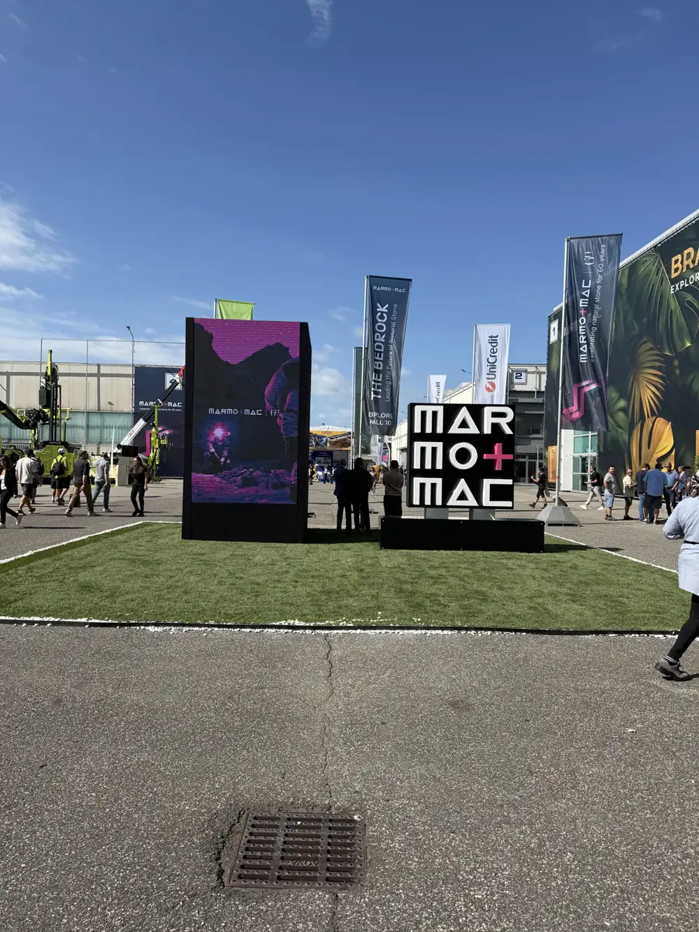 Marmomac sign at the Veronafiere exhibition centre in Verona